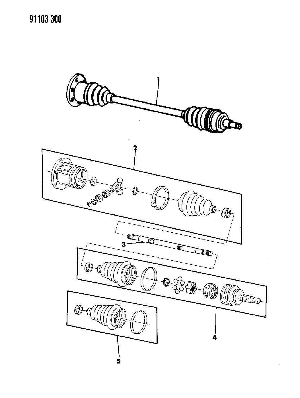 1991 Dodge Grand Caravan SHAFTS, REAR AXLE AWD S BODY