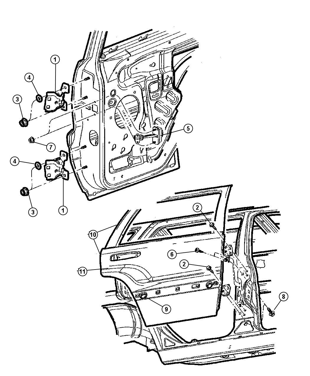 Jeep Liberty Door, Rear, Shell and Hinges