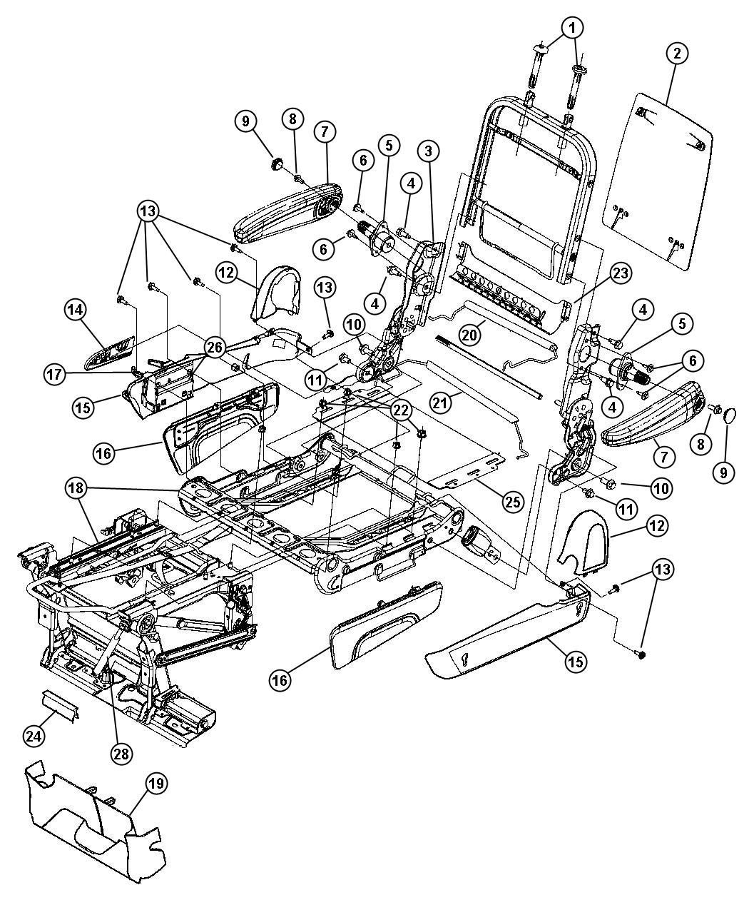 2006 Dodge Grand Caravan Quads Seats FoldInFloor Attaching Parts