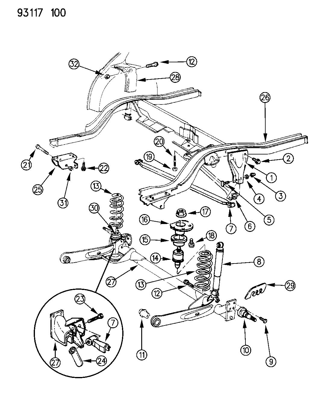 1993 Dodge Shadow SUSPENSION, REAR P BODY