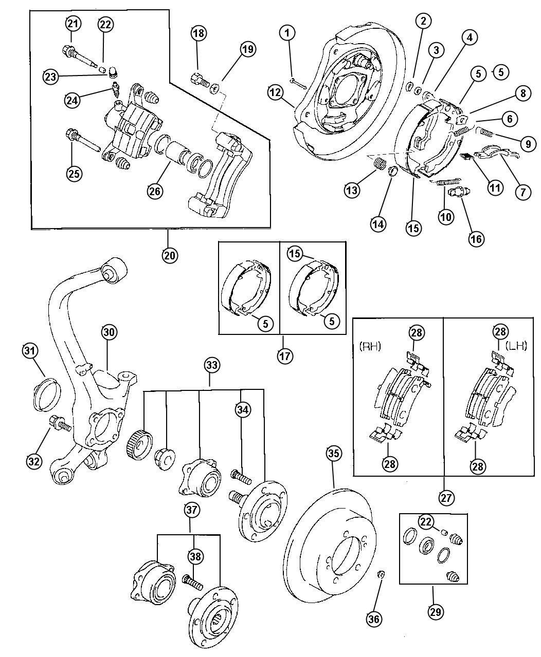 Dodge Avenger Used for: SHOE AND LINING. Parking Brake. Right ...