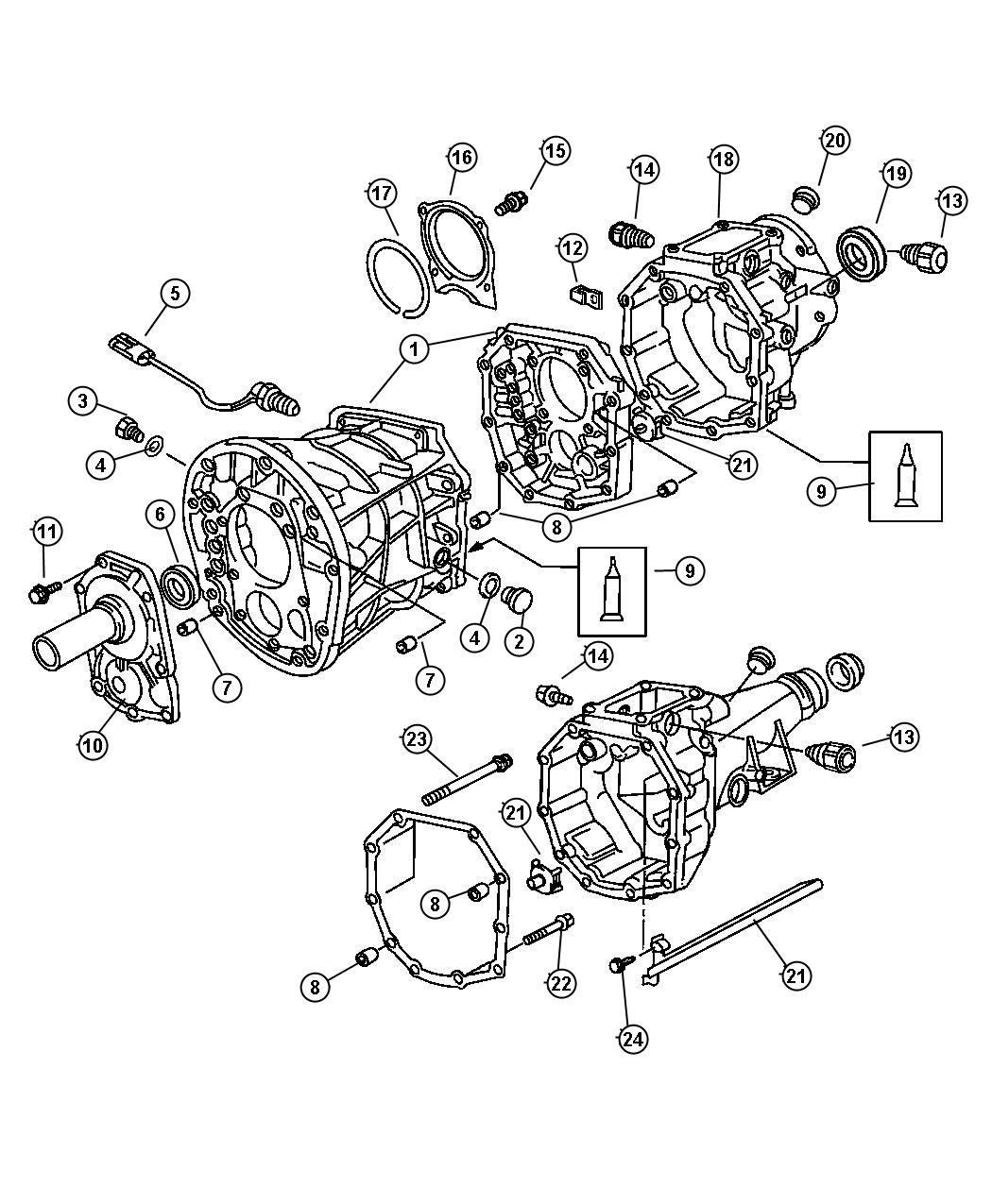 Jeep Wrangler Case. Transmission. Four wheel drive, two - 05252034 ...