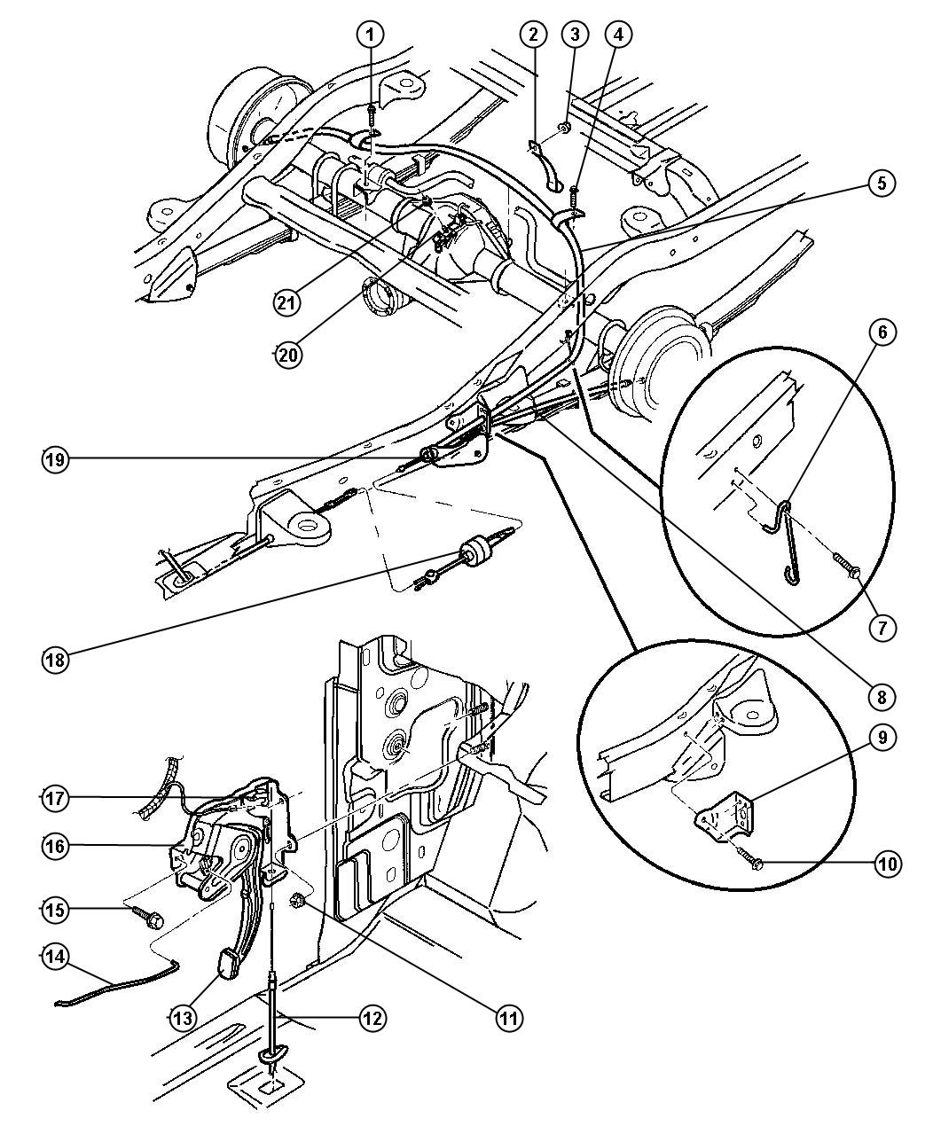 Dodge Durango Guide. Parking brake cable. Right. Rear. Cableparking