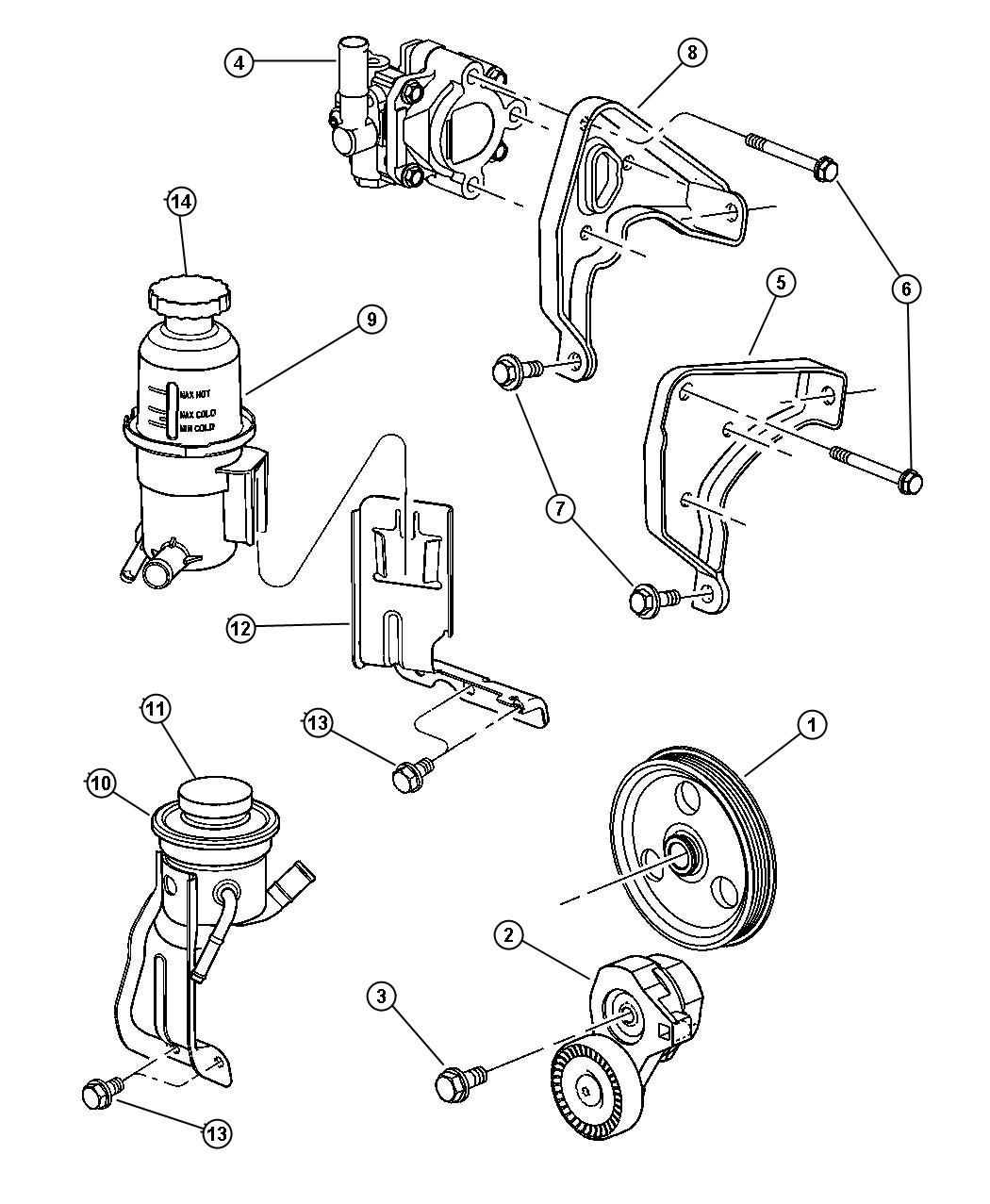 Chrysler Pt Cruiser Pulley. Power steering pump. Pinionsteering