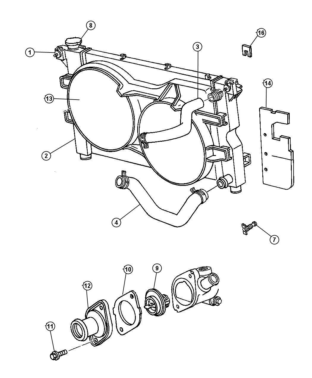 2003 Chrysler Town & Country LX 3.3L V6 Support. Radiator. Left, right ...