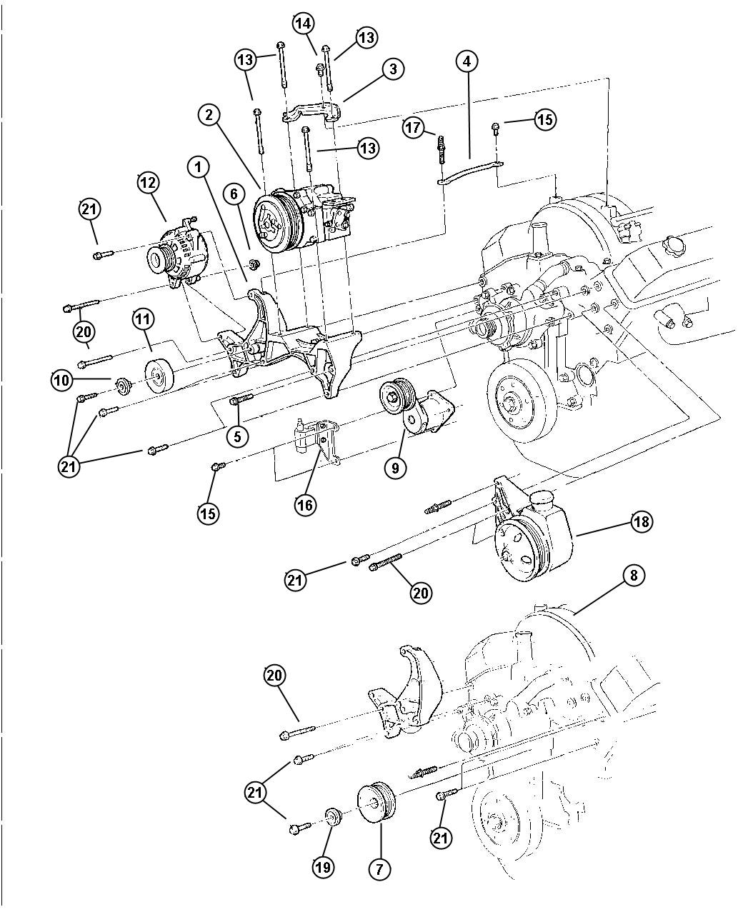 2002 Dodge Durango Alternator Mounting