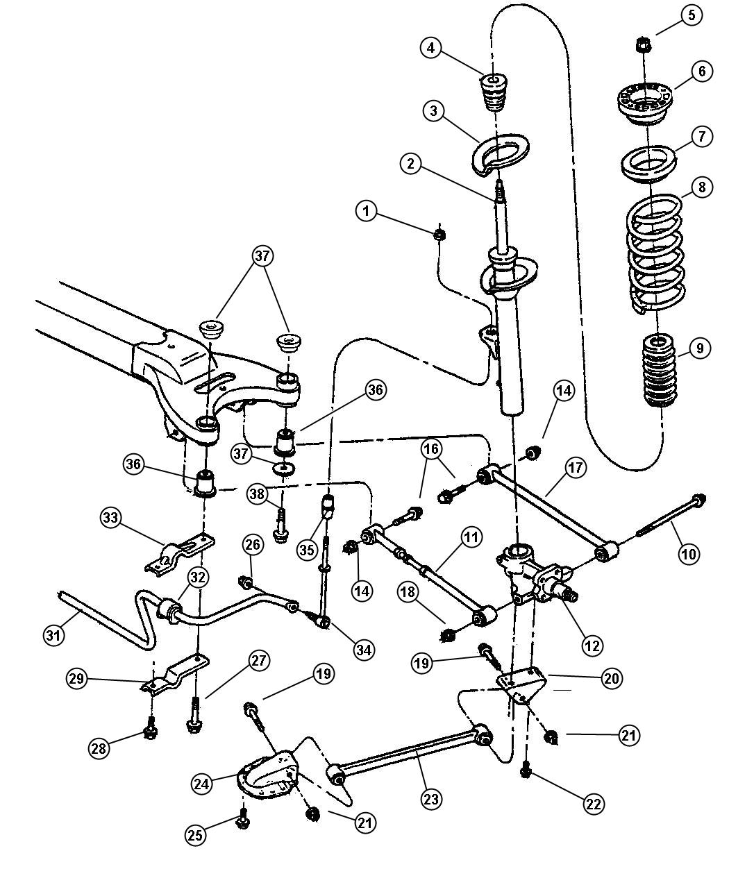 2002 dodge Intrepid Damper. Strut. Rear suspension. [sde] - 04782667AA ...