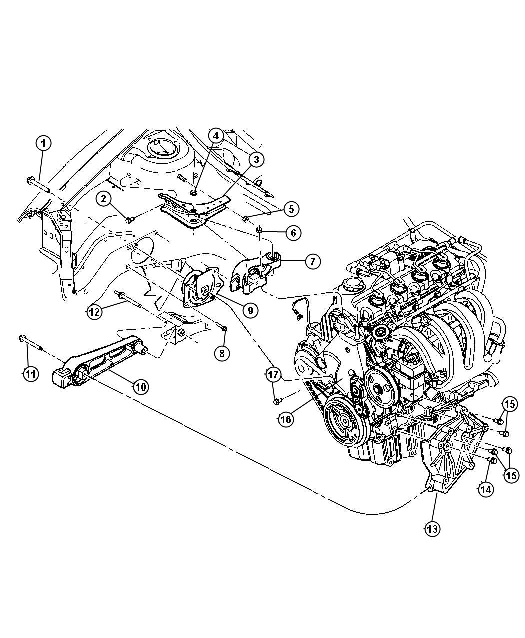 2005 Dodge Neon SXT 2.0L 4 Cyl A/T Bolt, used for bolt and washer. Hex