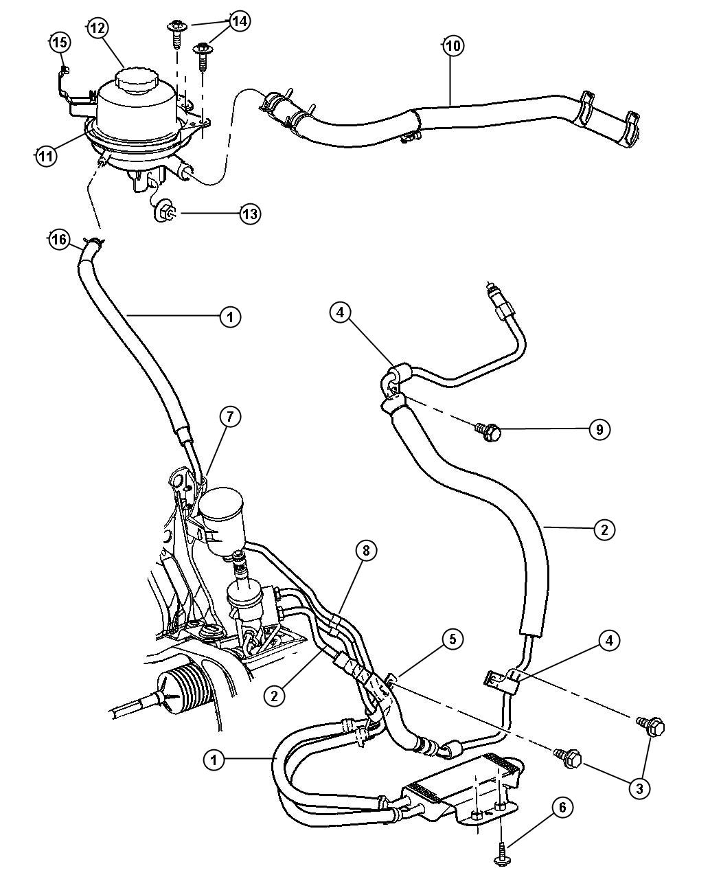 04743851AA - Mopar Hose. Power steering return. Pinionengine, clamps ...