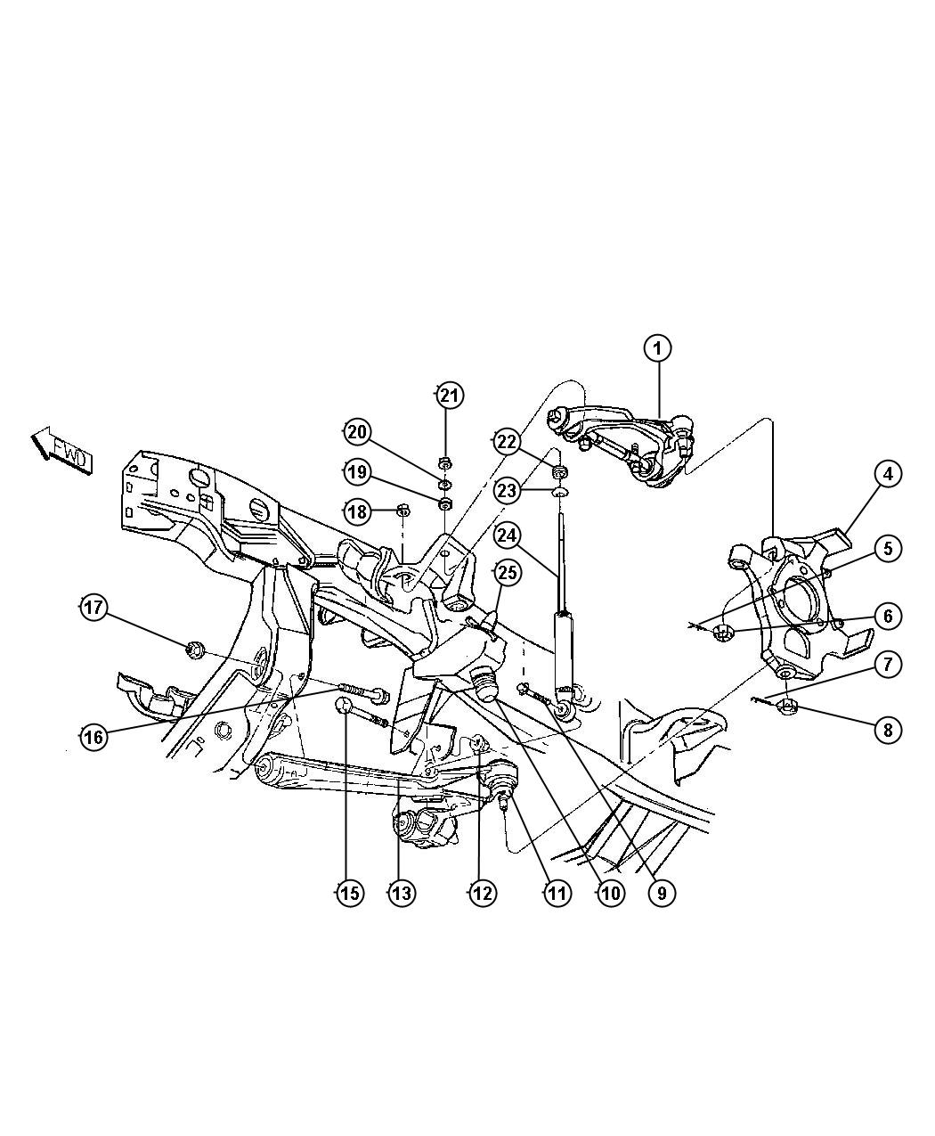 Dodge Dakota Knuckle. Front. Left. Suspensionfrontcontrol