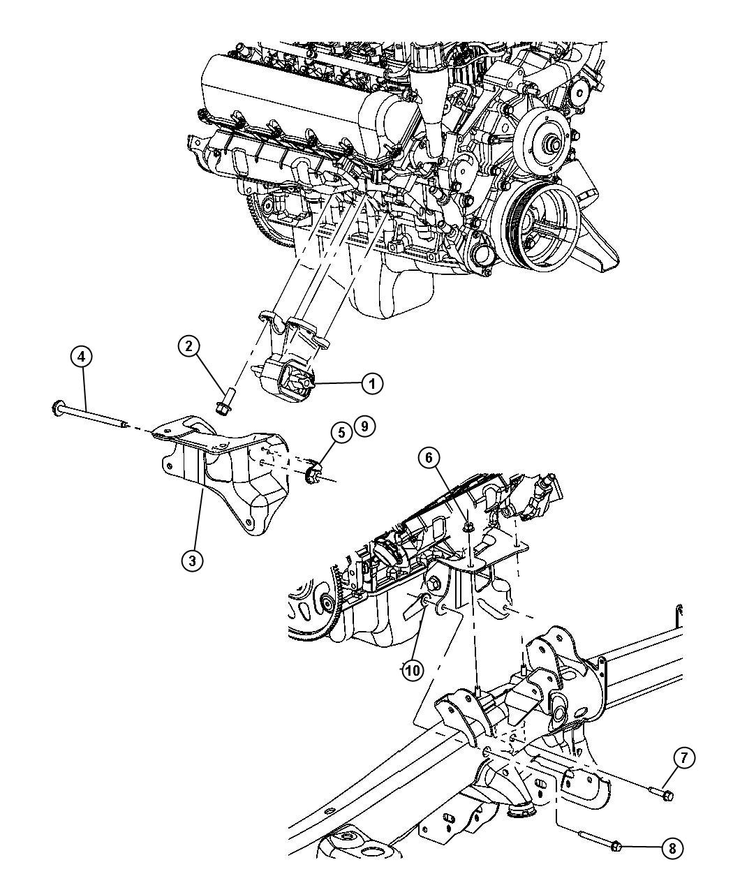 Dodge Durango Bracket. Engine mount. Left. Mount to rail - 52855171AA ...