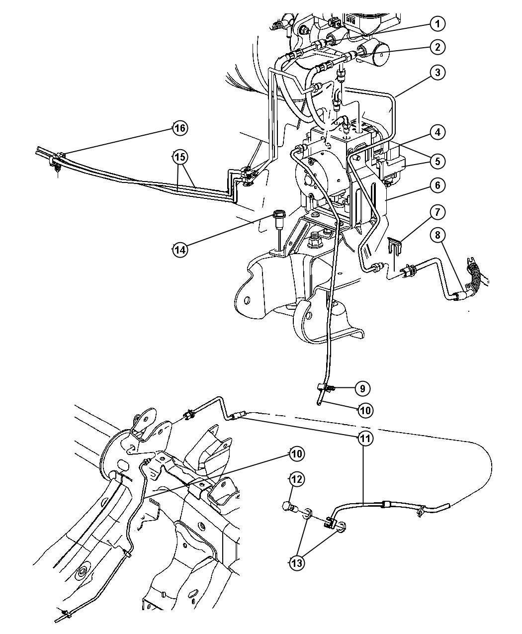 52855396AC Dodge Tube. Secondary. Brake. Master cylinder to hcu