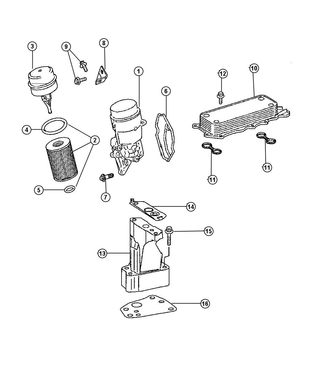 Jeep Grand Cherokee Housing. Oil filter 68000478AA Mopar Parts