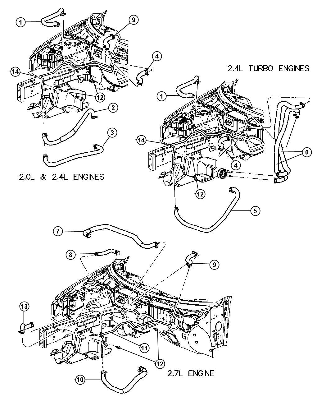 Chrysler Sebring Hose. Heater core inlet - 04596704AE | Mopar Parts ...