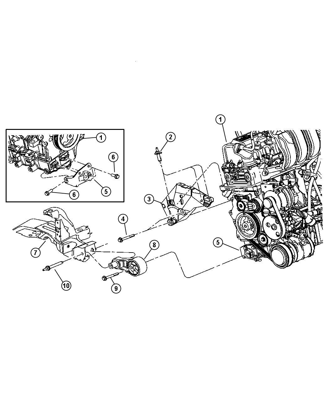 Dodge Neon Isolator. Transmission mount. Manual transmission. Lower