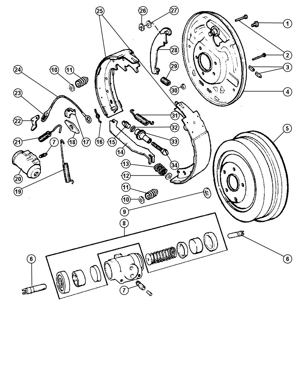 Dodge Ram 1500 Spring. Right or left. Parking brake strut - 04773942