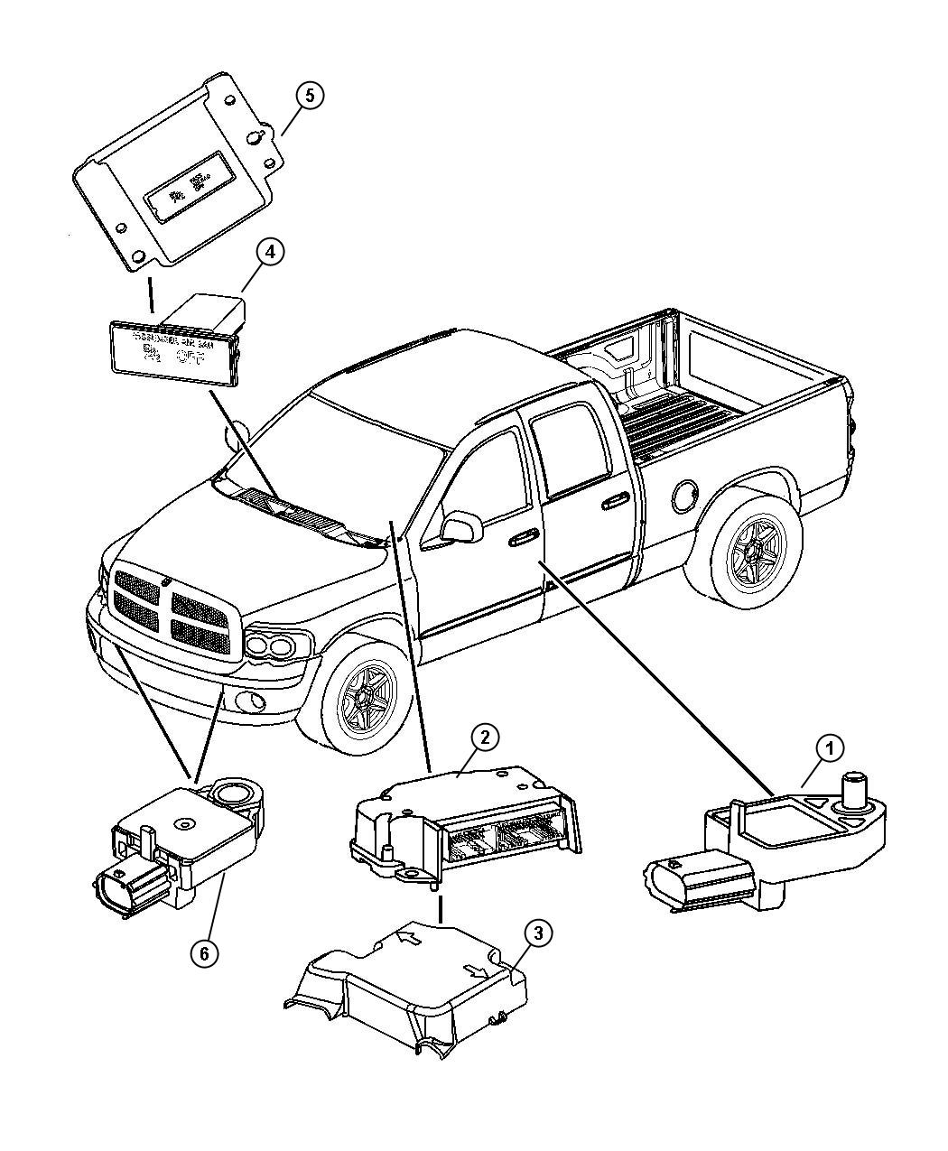 Dodge Ram 1500 Sensor. Air bag, impact. Front. Moduleadvanced