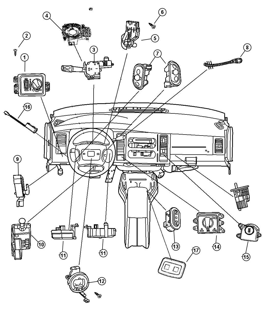 2007 Dodge Ram 1500 Switch. Ignition. Wiperstilt  