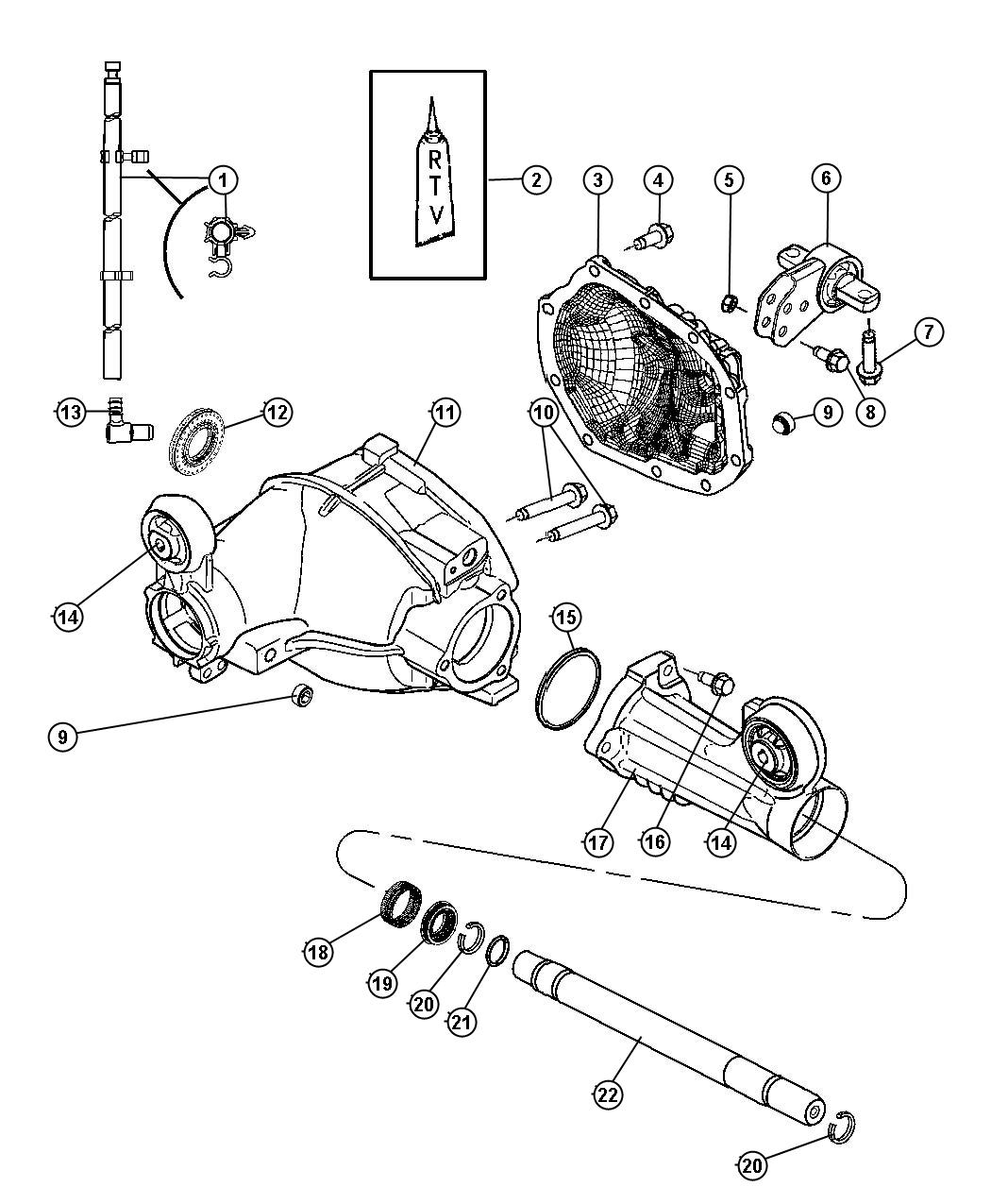 Dodge Ram 1500 Bushing. Axle shaft. Right, right or left. Housingfront