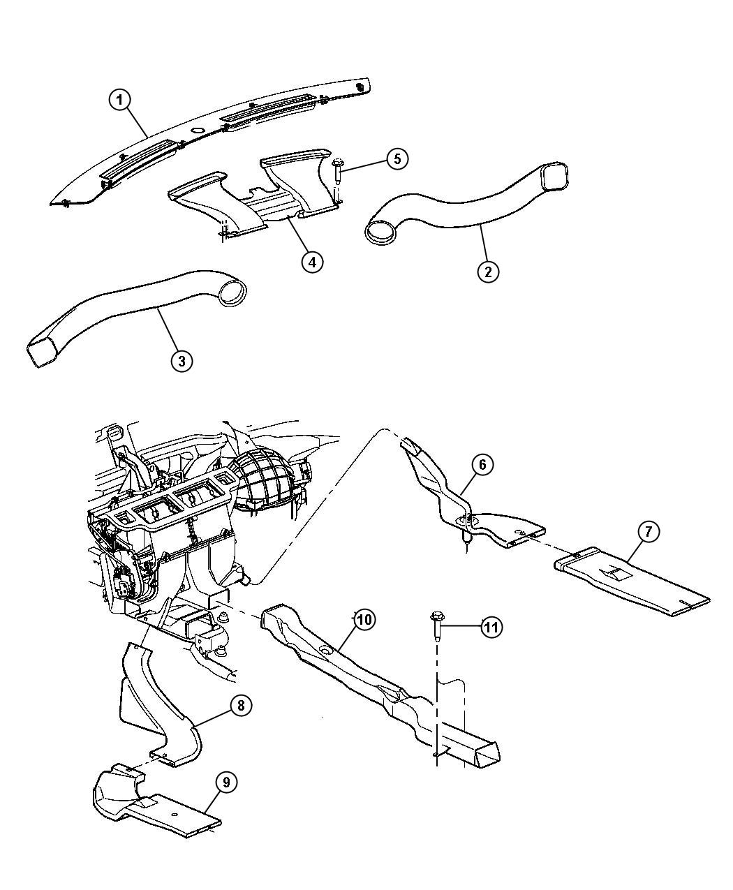 2005-dodge-caravan-duct-used-for-a-c-and-heater-right-rear-floor