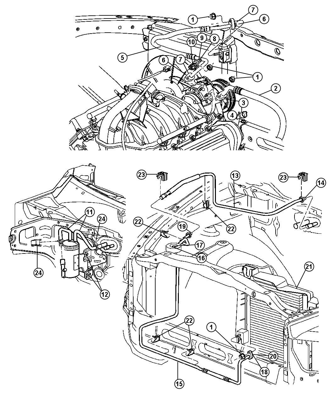 Dodge Dakota Clip. Wiring. Liquid line attaching, with air conditioning