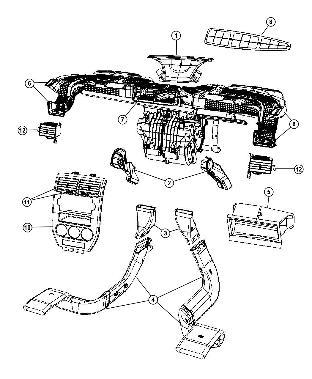 Jeep Patriot Outlet. Used for air conditioning and heater. Left. Outer