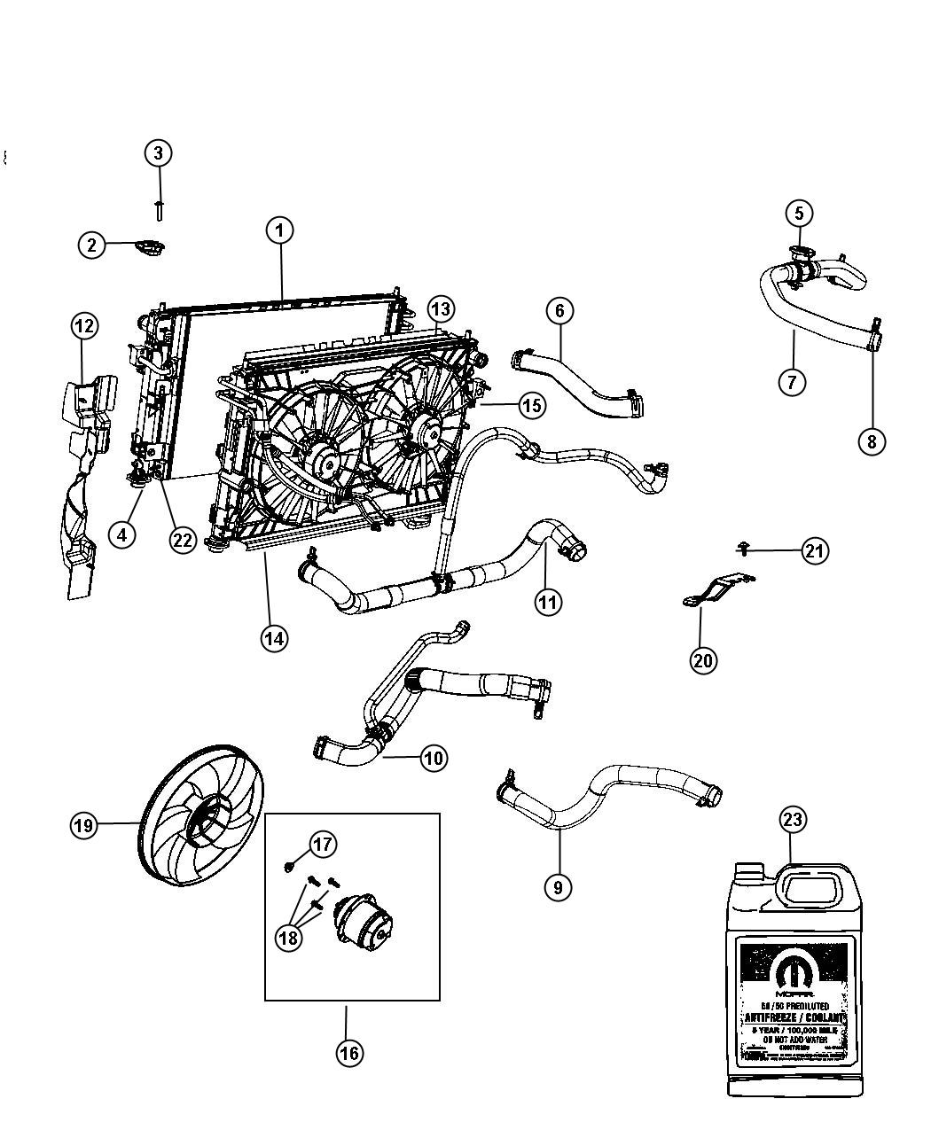 Car Radiator Front End Parts Diagram