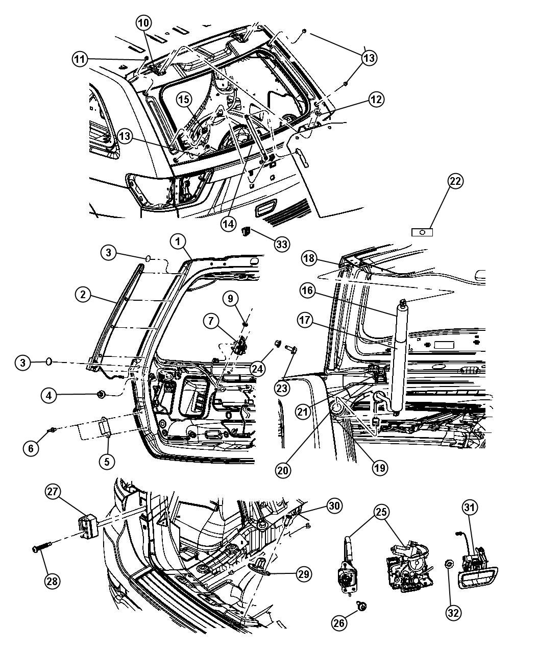 68079364AC Mopar Prop, support. Liftgate, liftgate gas cylinder. Left