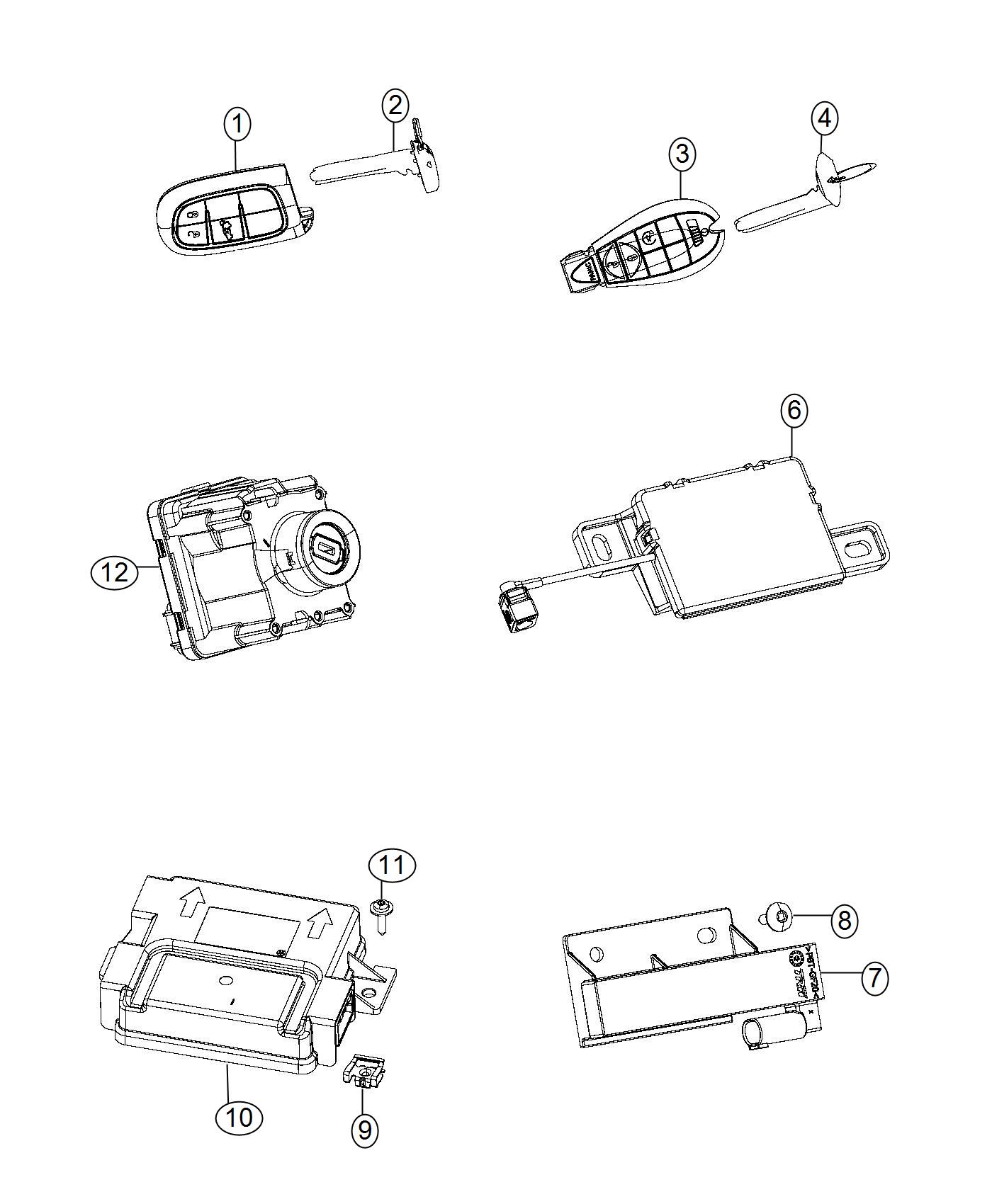 Jeep Cherokee Transmitter. Integrated key fob. Us, canada. Mexico ...